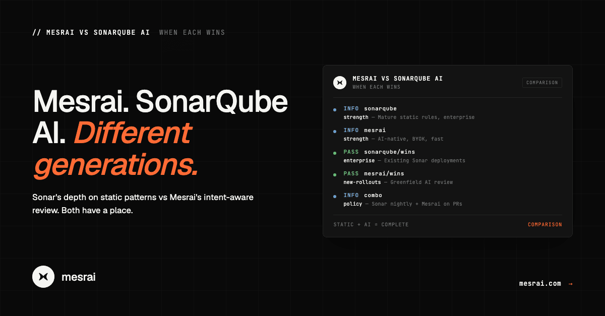 Mesrai vs SonarQube AI: When Each Wins