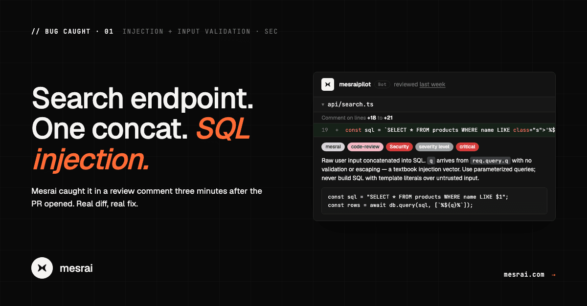 The SQL Injection Mesrai Caught in a Search Endpoint (Real Diff)